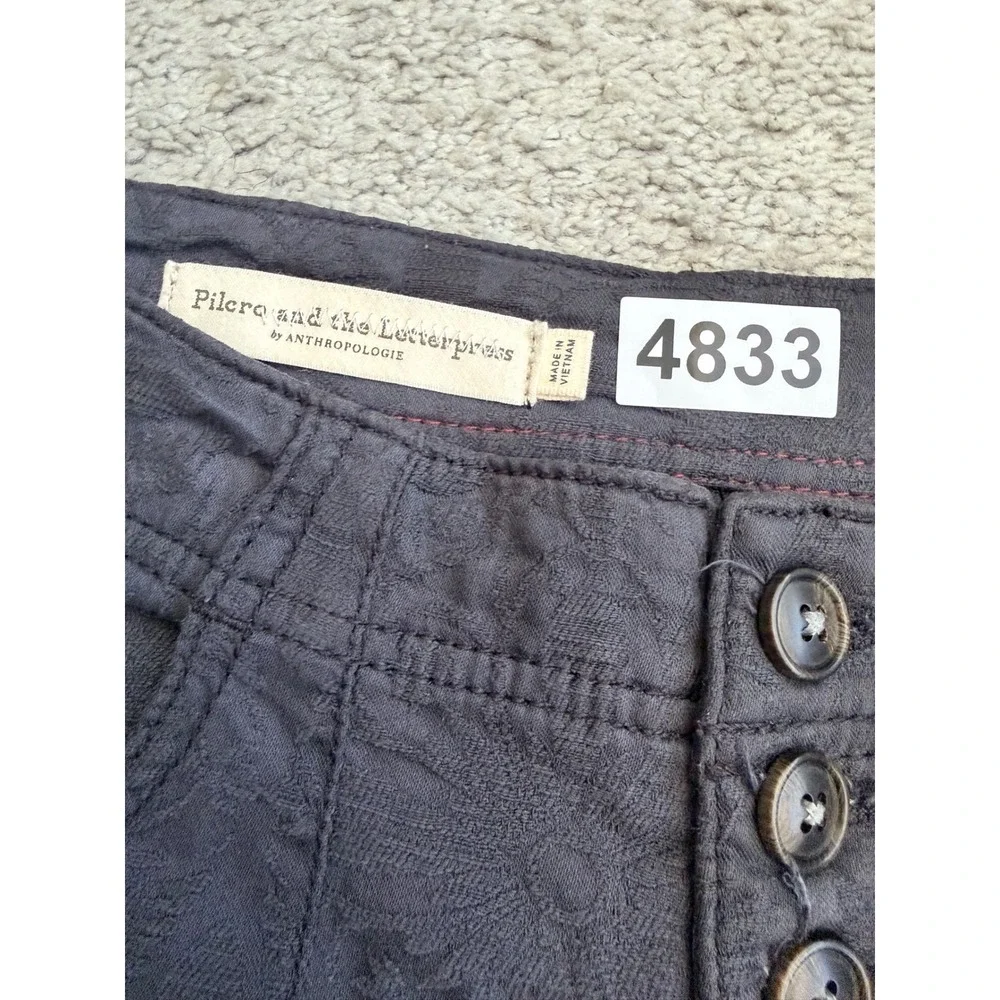 Pilcro Anthropologie Floral Jacquard High Rise Skinny Jeans Grey Button Fly 26.5 - Picture 7 of 7